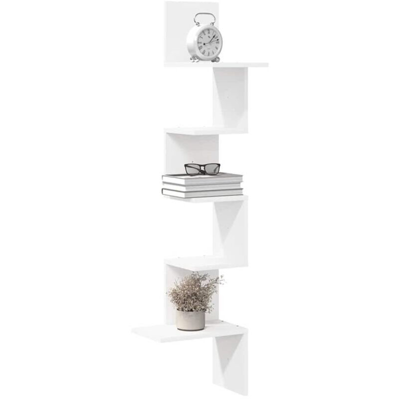 Wall Corner Shelf White 32x32x127,5 cm Engineered Wood Vidaxl