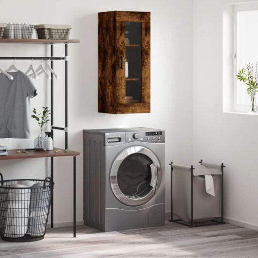 Wall Mounted Cabinet Smoked Oak 34.5x34x90 cm vidaXL