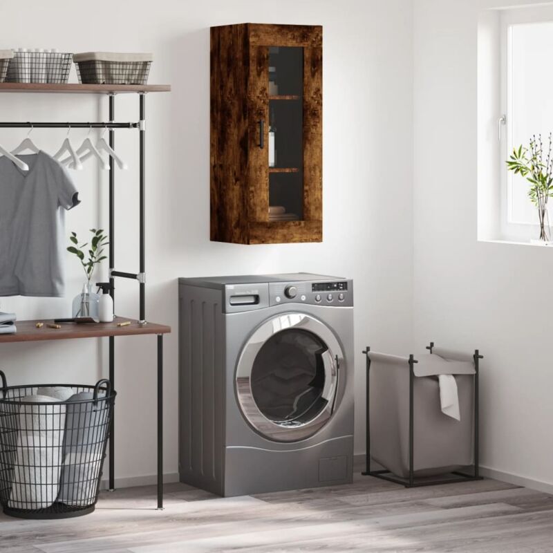 Wall Mounted Cabinet Smoked Oak 34.5x34x90 cm vidaXL