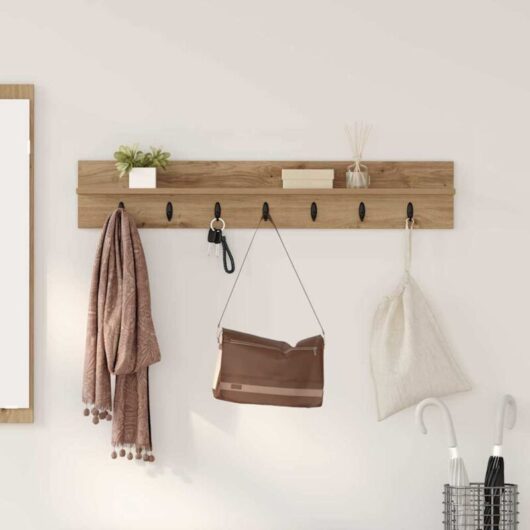 Wall-Mounted Coat Rack Artisan oak 100 x 10.5 x 18 cm Vidaxl