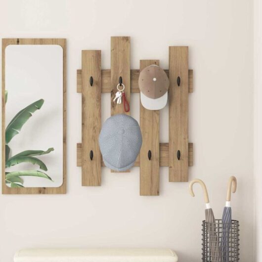 Wall-Mounted Coat Rack Wall-mounted Artisan oak 60 x 3 x 82 cm vidaXL