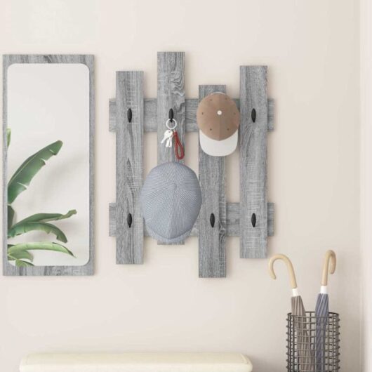 Wall-Mounted Coat Rack Wall-mounted Grey sonoma 60 x 3 x 82 cm Vidaxl