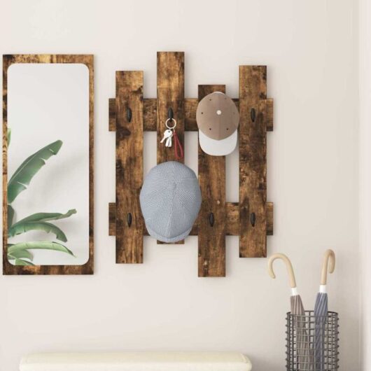 Wall-Mounted Coat Rack Wall-mounted Smoked oak 60 x 3 x 82 cm Vidaxl