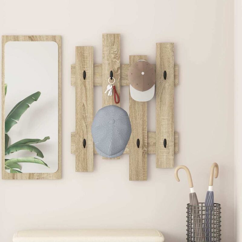 Wall-Mounted Coat Rack Wall-mounted Sonoma oak 60 x 3 x 82 cm vidaXL