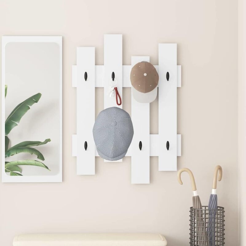 Wall-Mounted Coat Rack White 60 x 3 x 82 cm Engineered wood Vidaxl