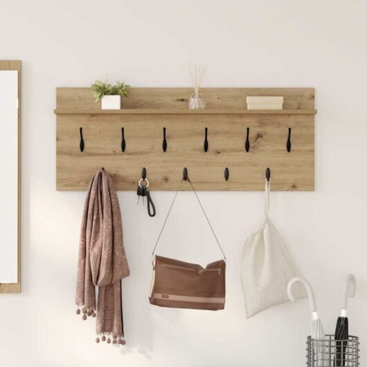 Wall-Mounted Coat Rack with Shelf Artisan oak Engineered wood Vidaxl