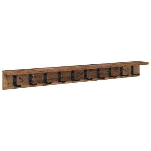 Wall-Mounted Coat Rack with Shelf Old wood 100 x 10.5 x 10.5 cm Vidaxl