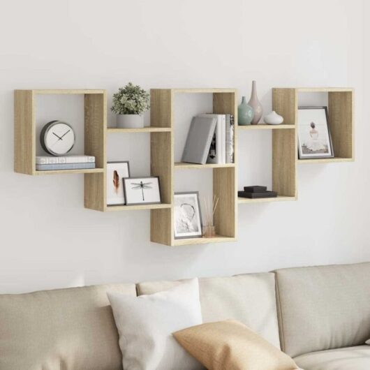 Wall Shelf Sonoma Oak 159x18x66 cm Engineered Wood Vidaxl