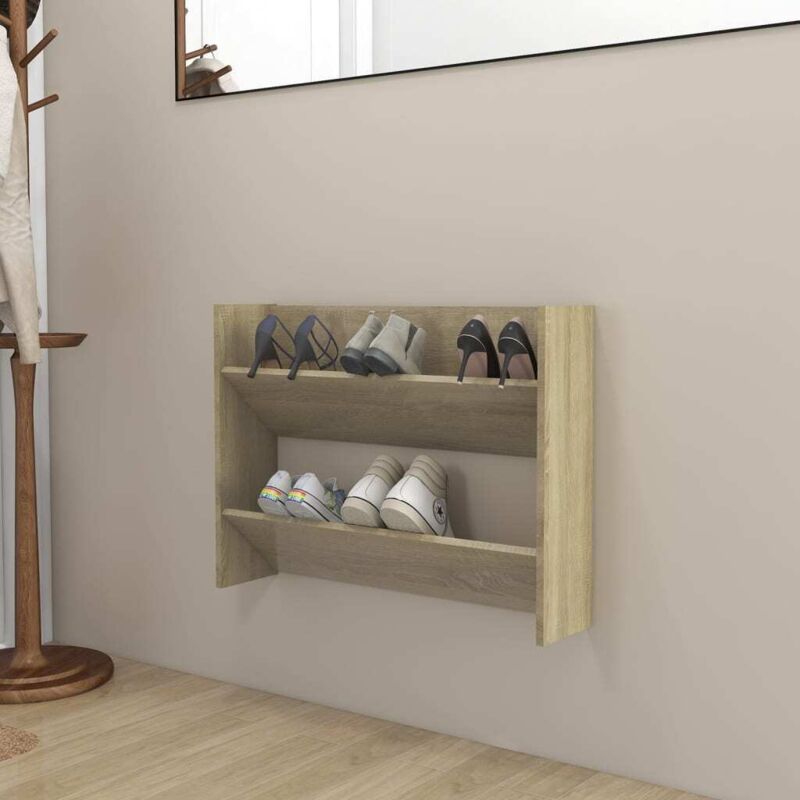 Wall Shoe Cabinet Sonoma Oak 80x18x60 cm Engineered Wood vidaXL