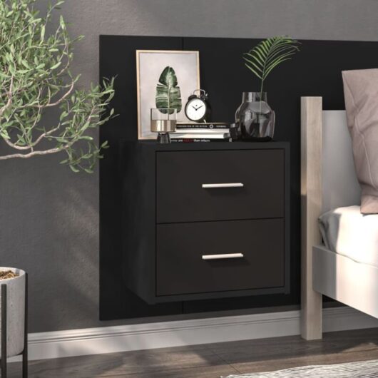 Wall-mounted Bedside Cabinet Black Vidaxl