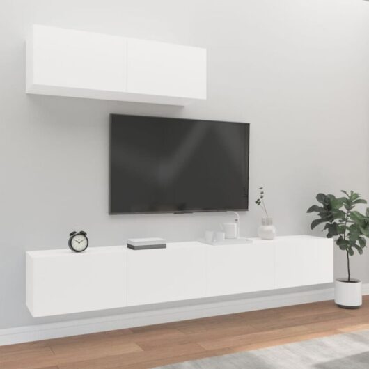 3 Piece TV Cabinet Set White Engineered Wood vidaXL