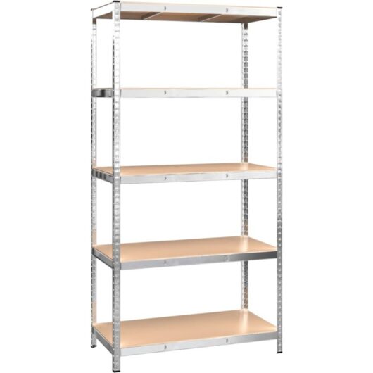 5-Layer Storage Shelf Silver Steel&Engineered Wood Vidaxl