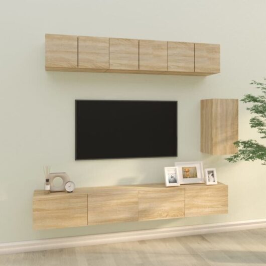 6 Piece TV Cabinet Set Sonoma Oak Engineered Wood vidaXL