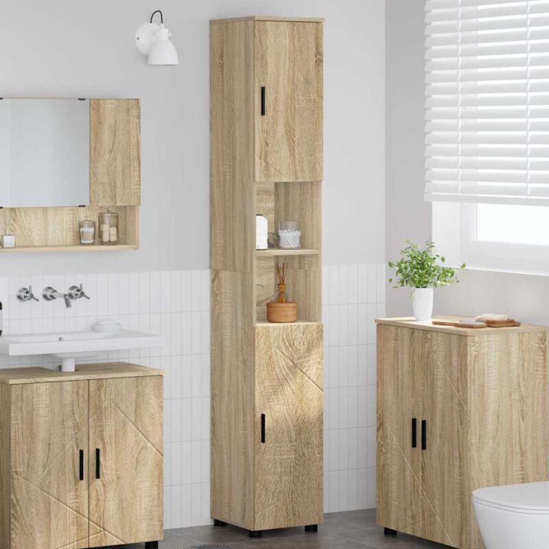 Bathroom Cabinet with Storage Sonoma Oak 30 x 35 x 192 cm vidaXL