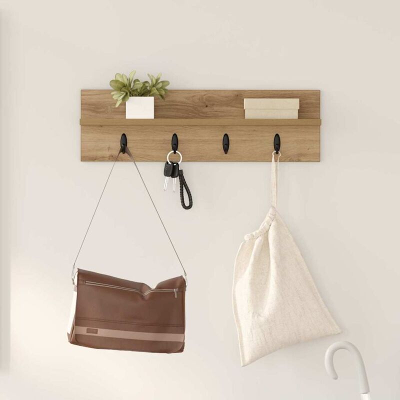 Vidaxl - Wall-Mounted Coat Rack with Shelf Artisan oak 60 x 10.5 x 18 cm