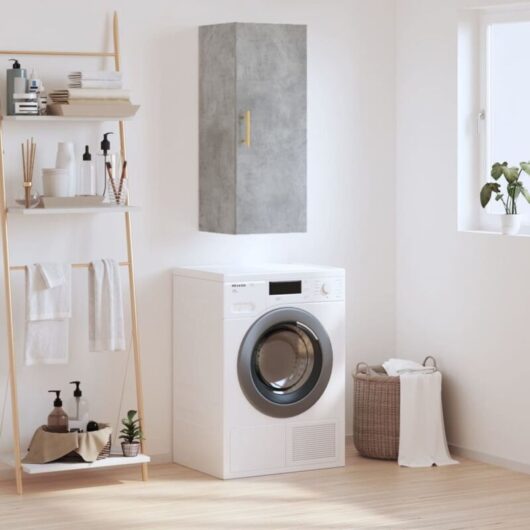 Wall Mounted Cabinet Concrete Grey 34.5x34x90 cm Vidaxl