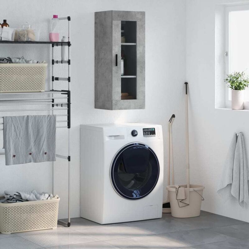 Wall Mounted Cabinet Concrete Grey 34.5x34x90 cm vidaXL