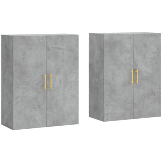 Wall Mounted Cabinets 2 pcs Concrete Grey 69.5x34x90 cm Vidaxl