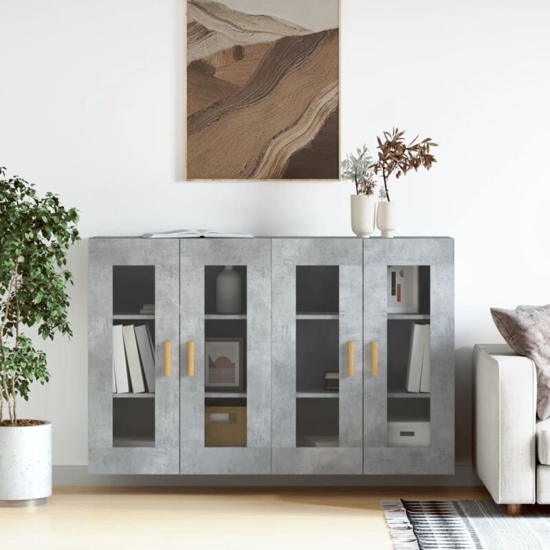 Wall Mounted Cabinets 2 pcs Concrete Grey Engineered Wood Vidaxl