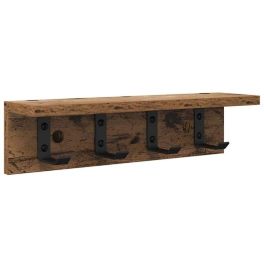 Wall-Mounted Coat Rack with Shelf Old wood 40 x 10.5 x 10.5 cm Vidaxl