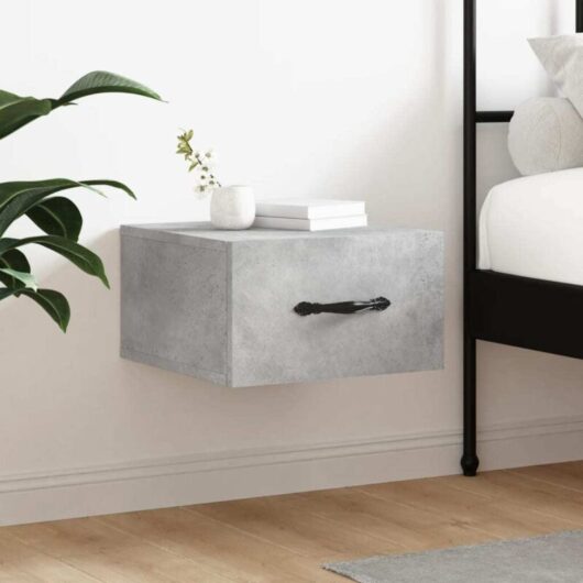 Wall-mounted Bedside Cabinet Concrete Grey 35x35x20 cm Vidaxl