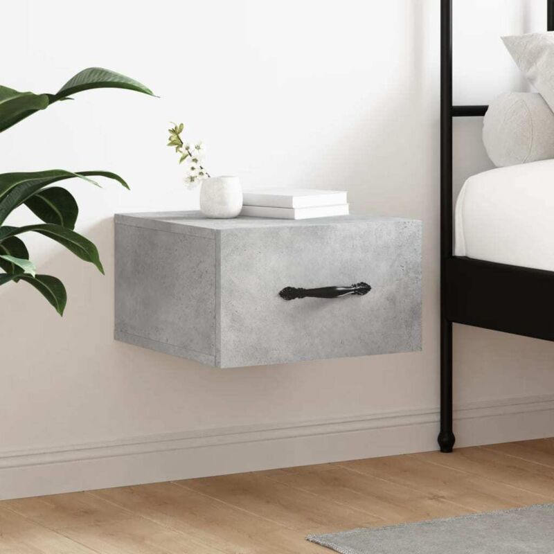 Wall-mounted Bedside Cabinet Concrete Grey 35x35x20 cm Vidaxl