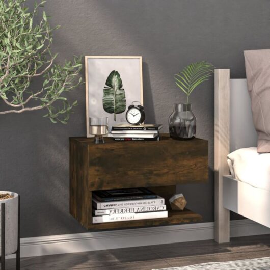 Wall-mounted Bedside Cabinet Smoked Oak Vidaxl