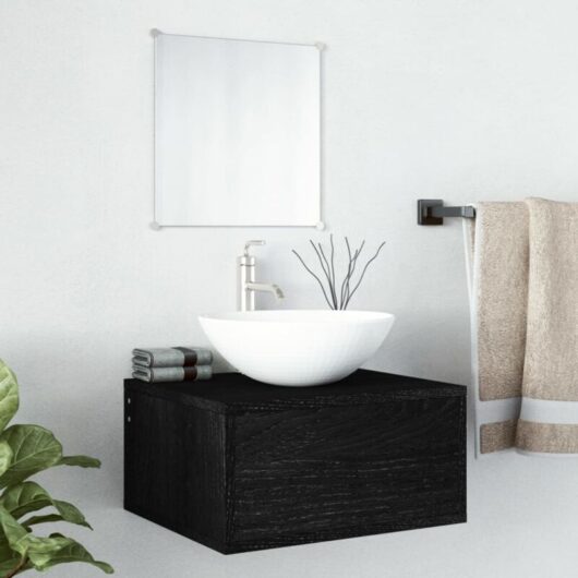 2 Piece Bathroom Furniture Set Black Engineered Wood Vidaxl