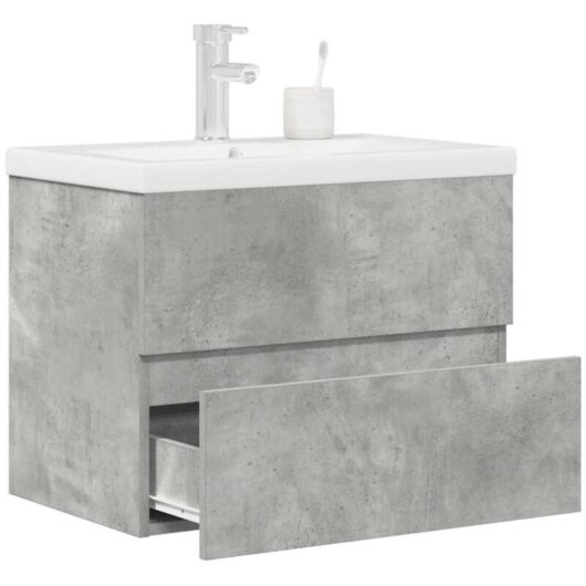2 Piece Bathroom Furniture Set Concrete Grey Engineered Wood vidaXL