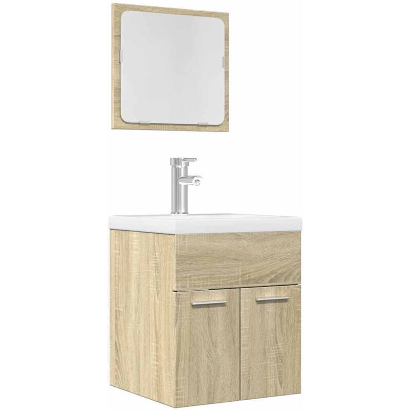 2 Piece Bathroom Furniture Set Sonoma Oak Engineered Wood Vidaxl