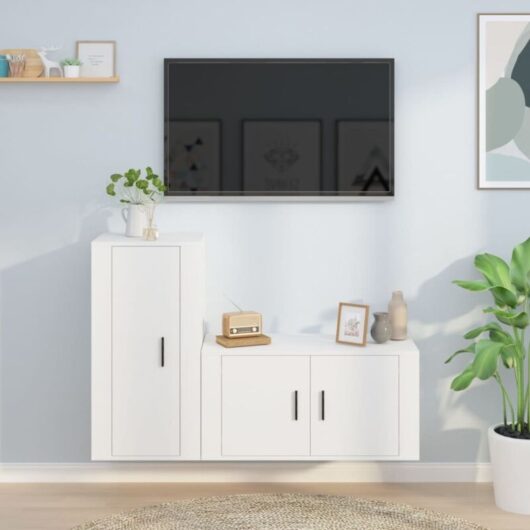 2 Piece tv Cabinet Set White Engineered Wood Vidaxl