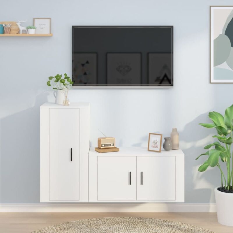 2 Piece tv Cabinet Set White Engineered Wood Vidaxl