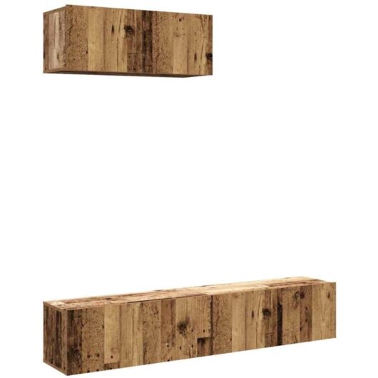 3 Piece tv Cabinet Set Wall-mounted Old Wood Engineered Wood Vidaxl