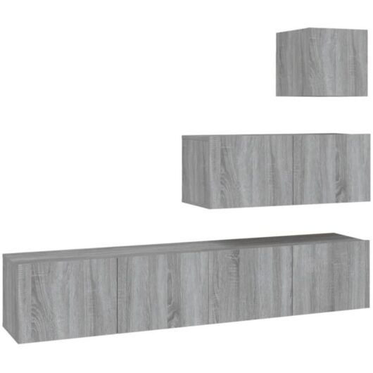 4 Piece TV Cabinet Set Grey Sonoma Engineered Wood vidaXL