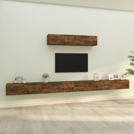 4 Piece TV Cabinet Set Smoked Oak Engineered Wood vidaXL