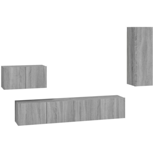 4 Piece tv Cabinet Set Grey Sonoma Engineered Wood Vidaxl
