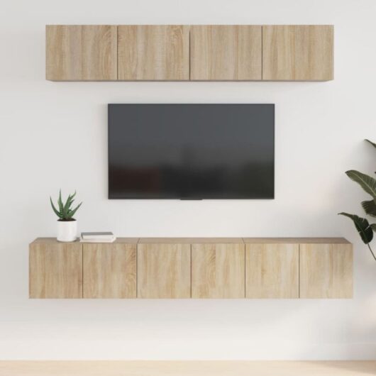 5 Piece TV Cabinet Set Sonoma Oak Engineered Wood vidaXL