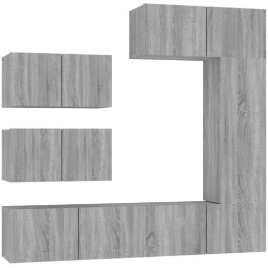 6 Piece TV Cabinet Set Grey Sonoma Engineered Wood vidaXL