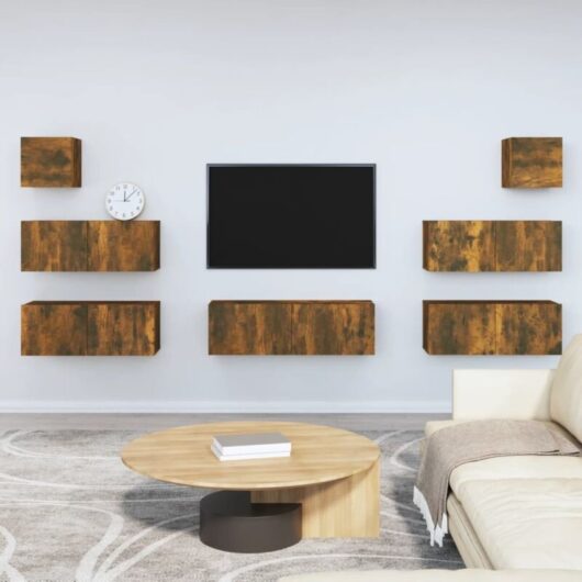 7 Piece TV Cabinet Set Smoked Oak Engineered Wood vidaXL