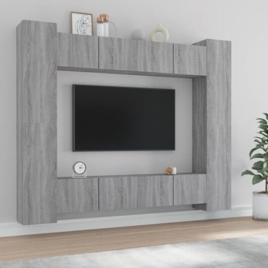 8 Piece TV Cabinet Set Grey Sonoma Engineered Wood vidaXL
