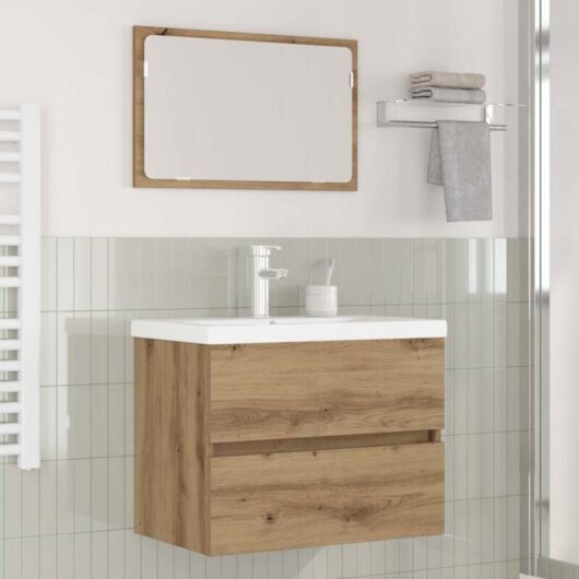 Bathroom Furniture Set 3 pcs Black oak Engineered wood vidaXL