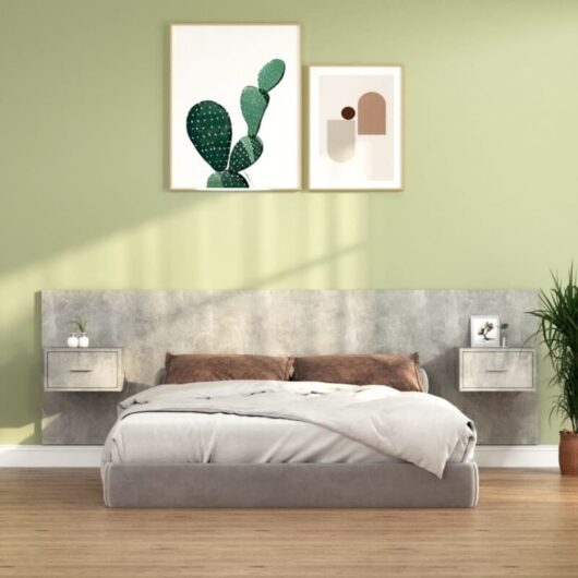 Bed Headboard with Cabinets Concrete Grey Engineered Wood Vidaxl