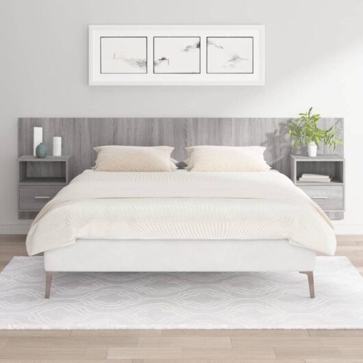 Bed Headboard with Cabinets Grey Sonoma Engineered Wood Vidaxl