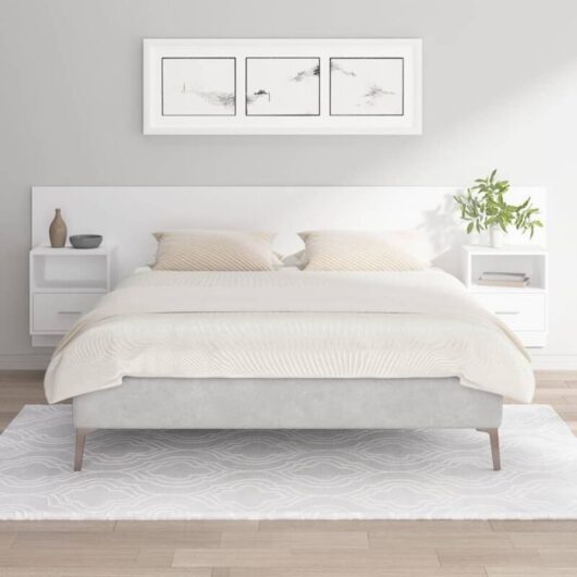 Bed Headboard with Cabinets White Engineered Wood Vidaxl