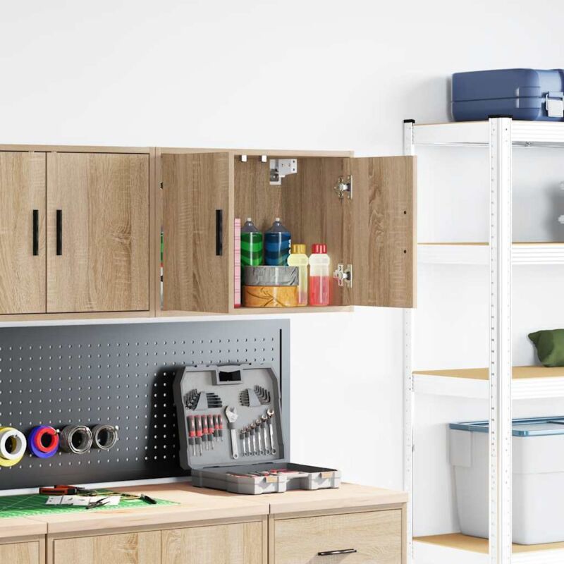 Garage Wall Cabinet Sonoma Oak Engineered Wood Vidaxl