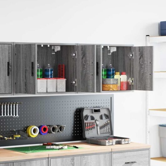 Garage Wall Cabinets 2 pcs Grey Sonoma Engineered Wood Vidaxl