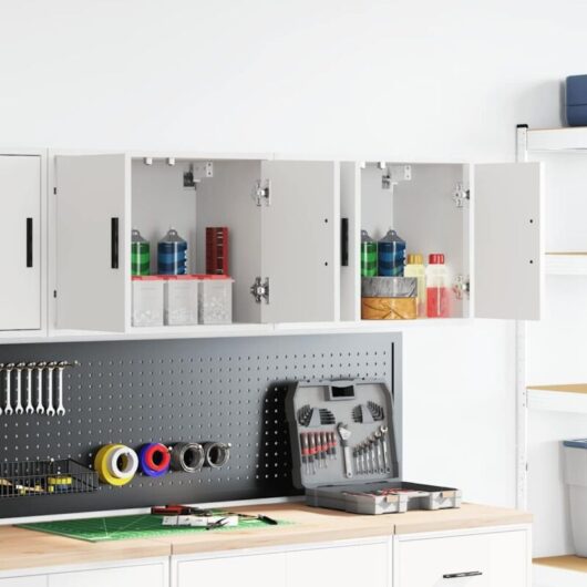 Garage Wall Cabinets 2 pcs White Engineered Wood Vidaxl