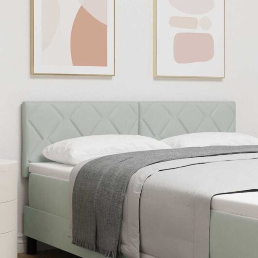 Headboard Wall-mounted Geometric Light grey 144 cm Velvet Vidaxl