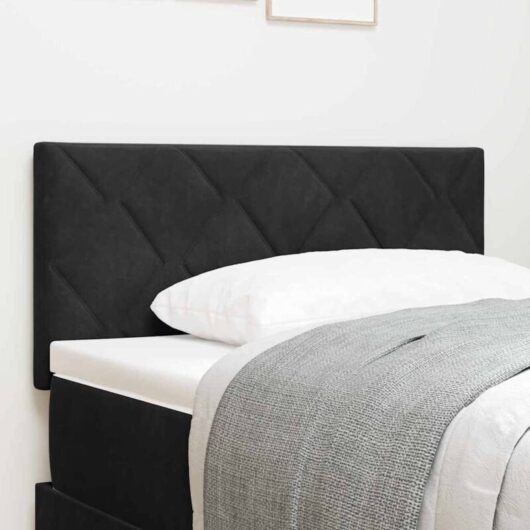 Headboard Wall-mounted Geometric Manual Black 100 cm Velvet Vidaxl