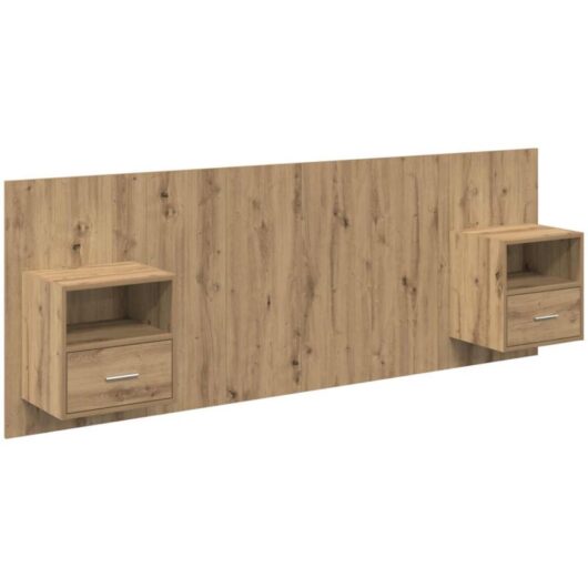 Headboard with Cabinet 3 pcs Artisan Oak Engineered Wood vidaXL